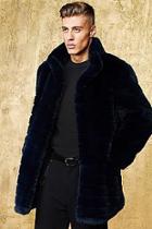 Boohoo Stripe Luxe Faux Fur Overcoat