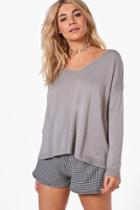 Boohoo Megan Slouchy Fine Knit Jumper Grey