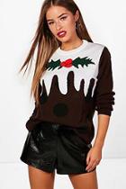 Boohoo Petite Olivia Christmas Pudding Jumper