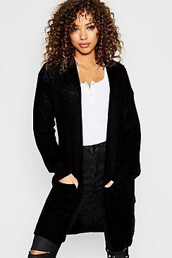 Boohoo Fisherman Knit Pocket Cardigan