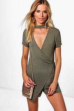 Boohoo Beth Choker Style Skort Playsuit
