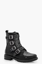 Boohoo Perrie Multi Strap Buckle & Stud Hiker