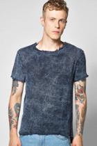 Boohoo Raw Edge Marble Wash Textured Scoop Hem T Shirt Denim