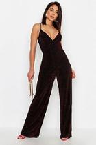 Boohoo Sparkle Glitter Strappy Wrap Jumpsuit