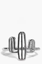 Boohoo Eleanor Cut Out Cactus Ring Silver