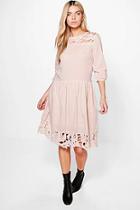 Boohoo Lucy White Lace Smock Dress