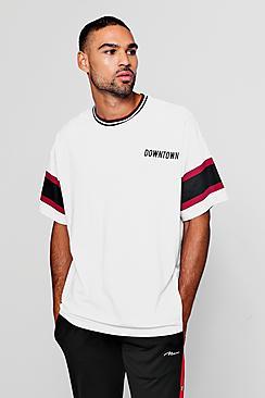 Boohoo Boxy Fit Slogan Print Colour Block T-shirt