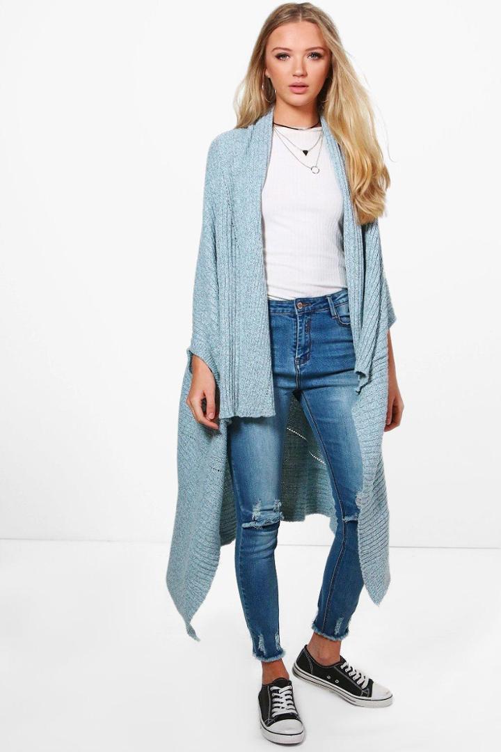 Boohoo Gracie Waterfall Cardigan Blue