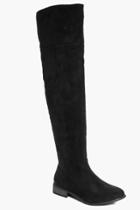 Boohoo Annabelle Over The Knee Flat Boot Black
