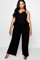 Boohoo Plus Strappy Peplum Jumpsuit