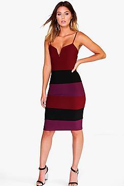 Boohoo Elouise Bandage Colour Block Midi Dress