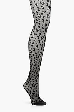 Boohoo Leopard Spot Black Tights