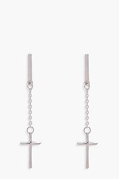 Boohoo Mia Cross Drop Earrings