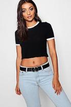 Boohoo Tall Ringer Crop Rib Tee