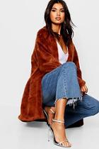 Boohoo Luxe Collarless Faux Fur Coat