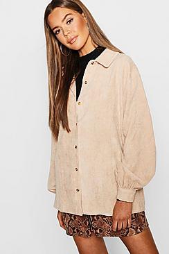 Boohoo Cord Oversized Shirt