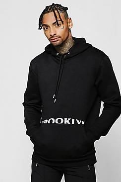 Boohoo Brooklyn Slogan Print Over The Head Hoodie