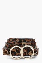 Boohoo Olivia Double Ring Suedette Leopard Belt