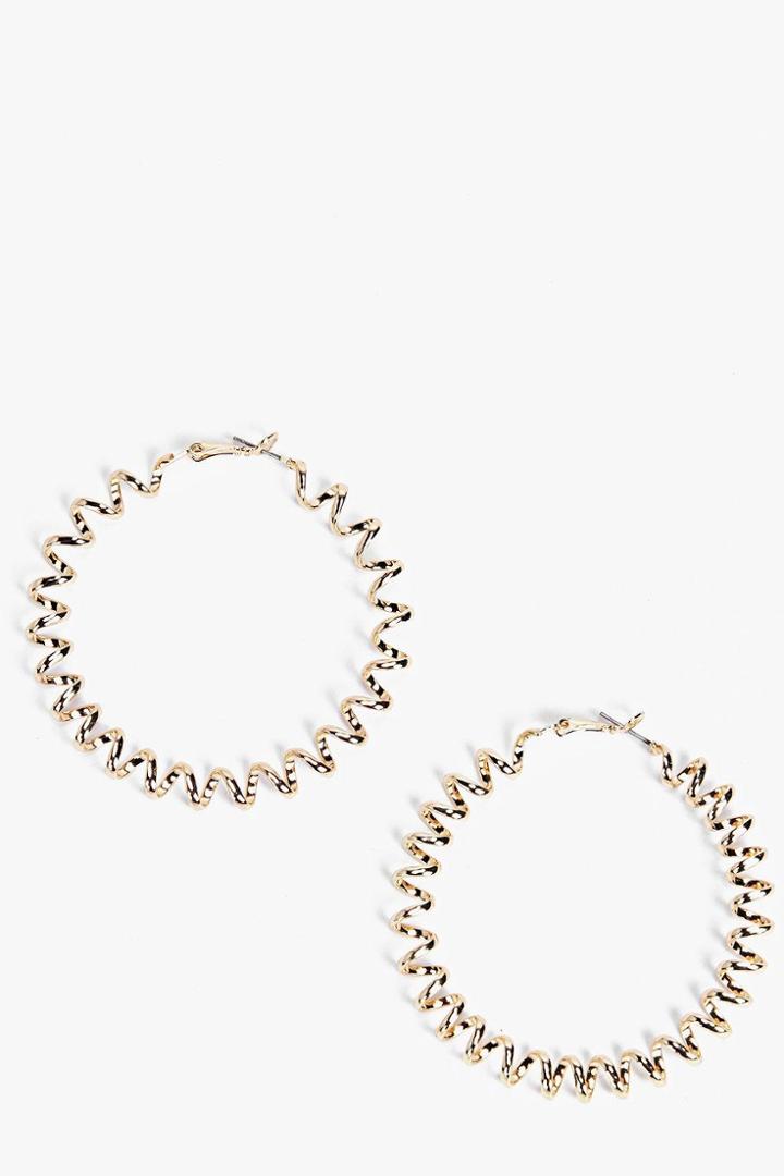 Boohoo Bethany Twisted Hoop Earrings Gold