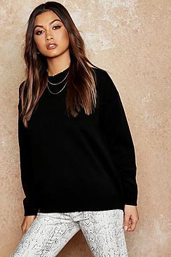 Boohoo Boxy Crew Neck Sweater