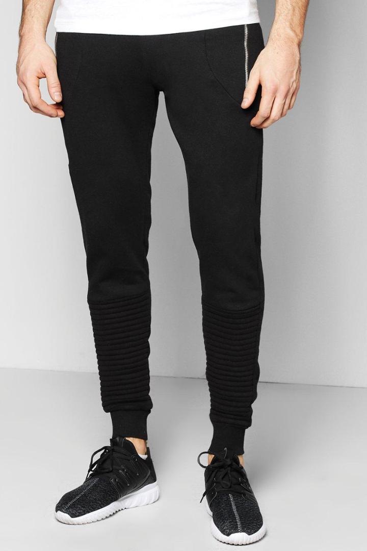 Boohoo Skinny Fit Biker Joggers With Zip Pockets Black