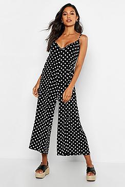 Boohoo Polka Dot Swing Jumpsuit
