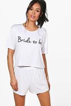 Boohoo Martha Bride To Be T-shirt + Short Set