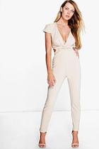 Boohoo Kelly Twist Front Cut Out Back Jumpsuit