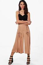 Boohoo Rowen Lace Up Wide Leg Woven Culottes