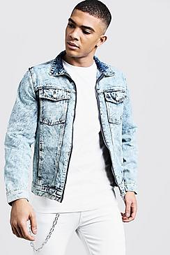 Boohoo Acid Wash Zip Through Denim Jacket