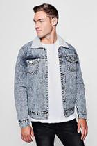 Boohoo Acid Wash Fully Borg Lined Denim Jacket