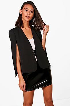 Boohoo Holly Woven Cape Blazer