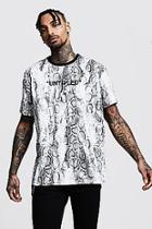 Boohoo Man Snake Print T-shirt With 3d Embroidery