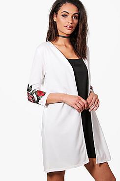 Boohoo Amelia Embroidered Sleeve Duster