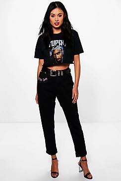 Boohoo Sophie High Waist Slogan Mom Jeans