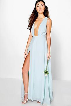 Boohoo Wrap Front Chiffon Maxi Dress