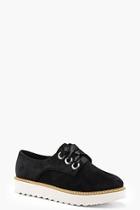 Boohoo Lace Up Velvet Cleated Brogues