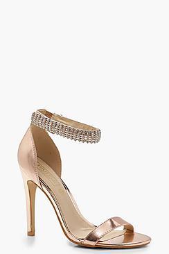 Boohoo Embellished Ankle Strap 2 Part Heels
