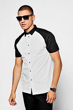 Boohoo Spliced Contrast Short Sleeve Shirt