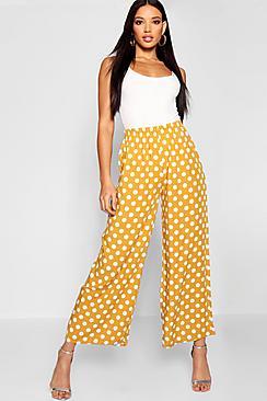 Boohoo Polka Dot Wide Leg Cropped Trousers