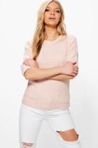 Boohoo Florence Crew Neck Ribbed Jumper Pink