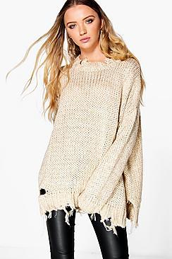 Boohoo Harriet Oversized Distressed Jumper