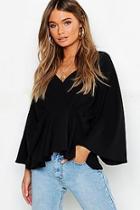 Boohoo Pleat Front Batwing Blouse