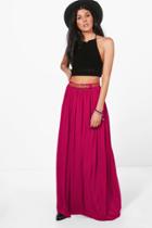 Boohoo Kinsley Belted Floor Sweeping Maxi Skirt Magenta