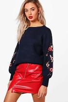 Boohoo Erin Embroidery Sleeve Knit Jumper