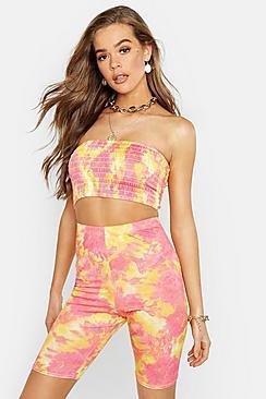 Boohoo Tie Dye Shirred Bandeau
