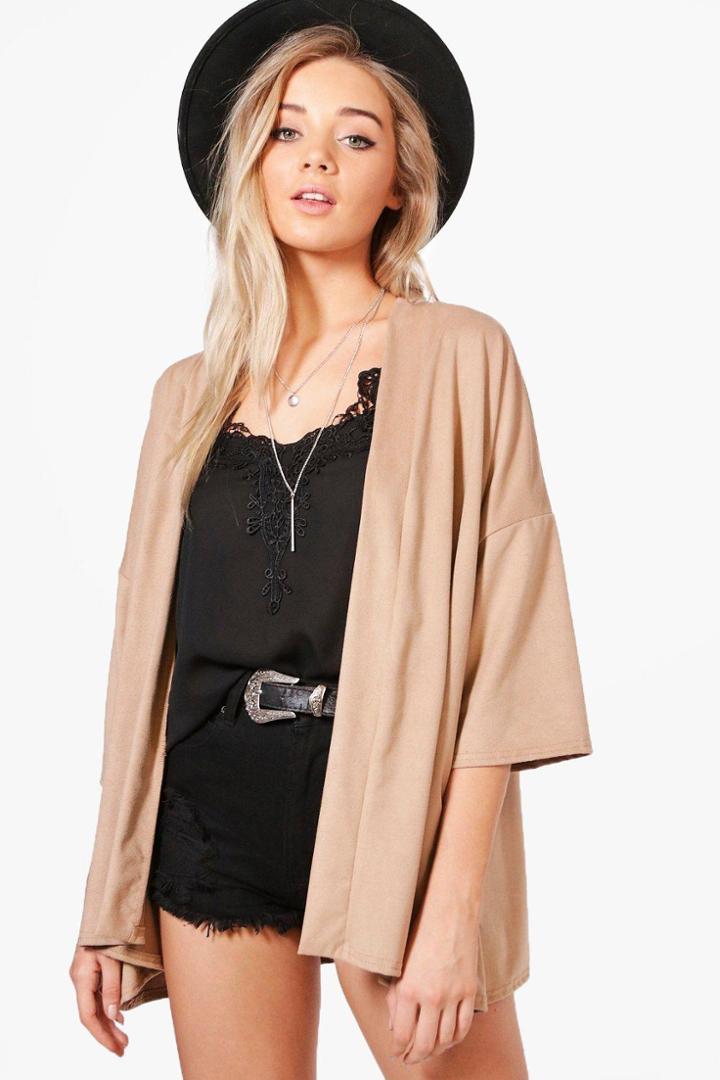 Boohoo Kerry Suedette Kimono Camel