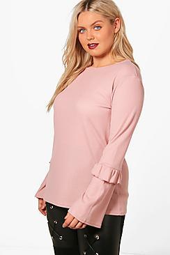 Boohoo Plus Milly Frill Bell Sleeve Jumper