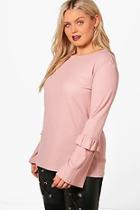 Boohoo Plus Milly Frill Bell Sleeve Jumper
