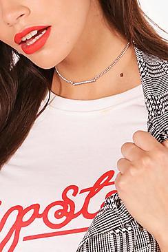 Boohoo Naomi Diamante Bar Chain Choker
